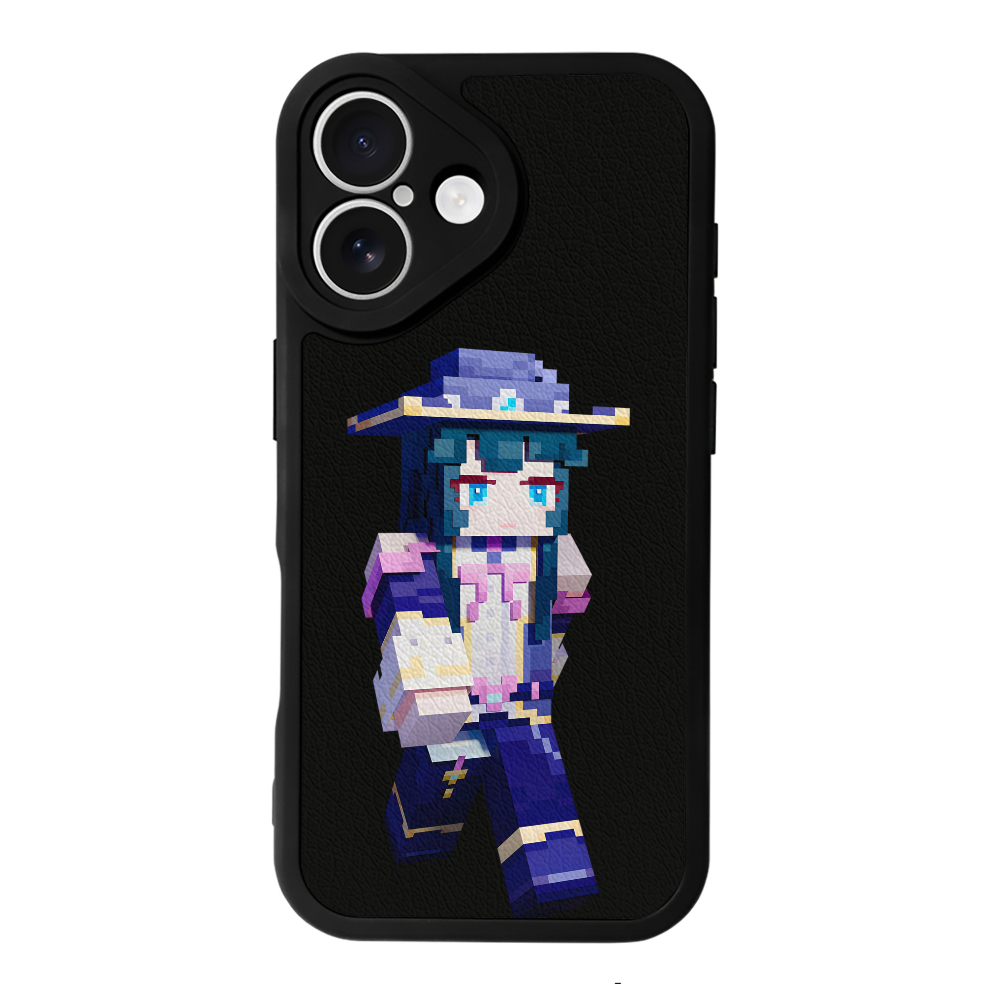 （画像用） マインクラフト ブロックの世界 Minecraft MC Block world 【iPhone 16シリーズ対応】シリコンスマホケース（レザー調） 材質：シリコン